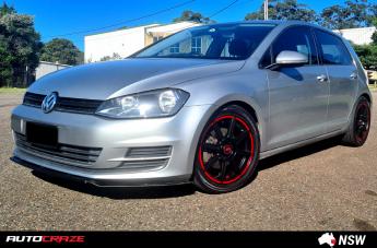 VOLKSWAGEN GOLF MR142 SATIN BLACK W RED STRIPE